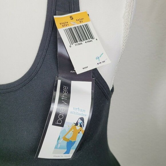 Vintage Barely There Urban Attitudes Muscle Tank Top 0721 Y2K Black Sz Small - Picture 3 of 11